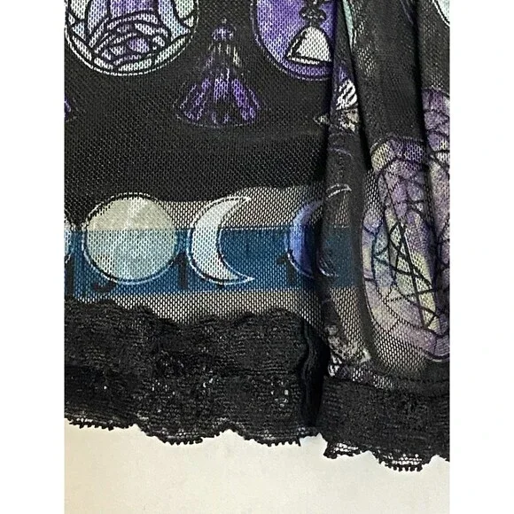 Hot Topic Cosmic Aura Sz MD Stained Glass Mesh Dress Whimsygoth Witch Sleeveless - Picture 10 of 16